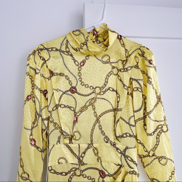 *SOLD* Ronny Kobo Kaira Silk Chain Link Printed Satin Dress NWT - Picture 11 of 15